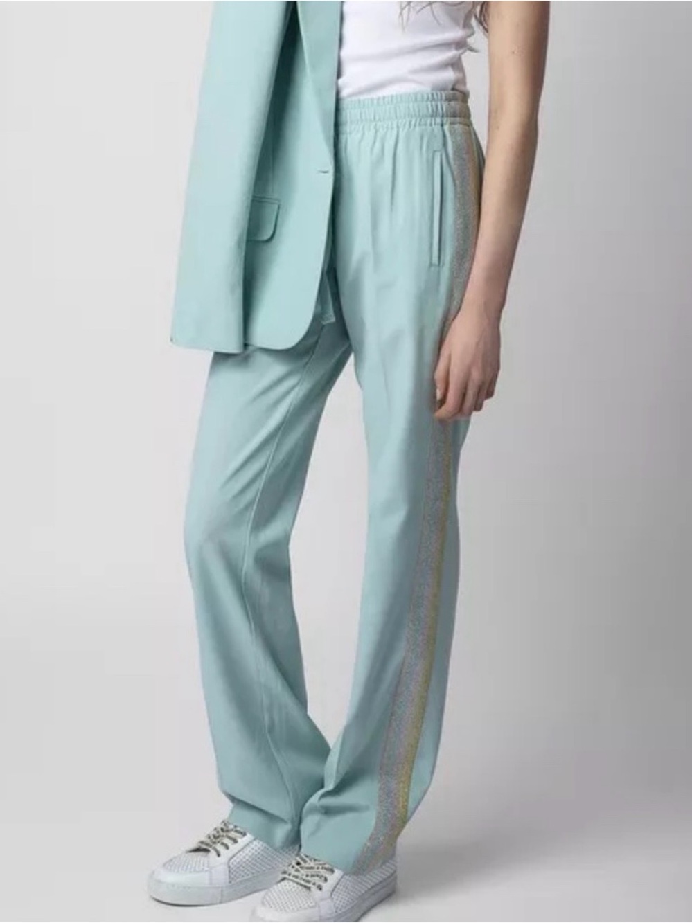 Zadig & Voltaire Pomy Crepe Drawstring Pants Size 36/ S / US 4 Mint Green